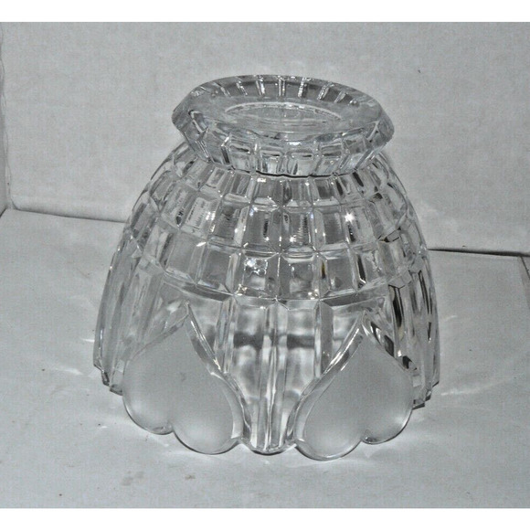 Bowl Vase Etched Hearts Footed Base - 24% PbO Lead Crystal - 1986 Love Vintage - Picture 3 of 3